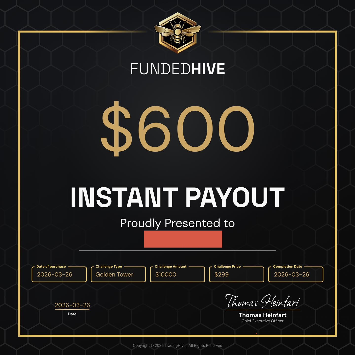 FundedHive payout